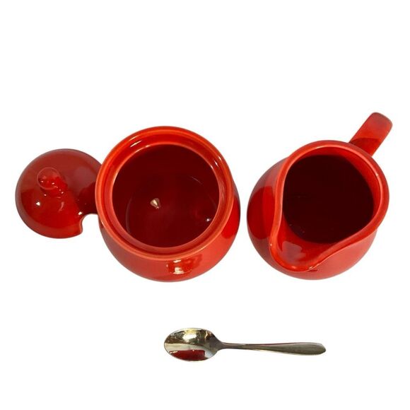 Kitchy Red Pitcher and Sugar Bowl Set. 5” tradwife christmas coffee - Picture 3 of 12